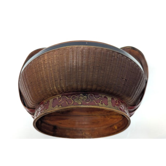 Antique Chinese Bamboo & Rattan Basket For Sale - Image 4 of 9
