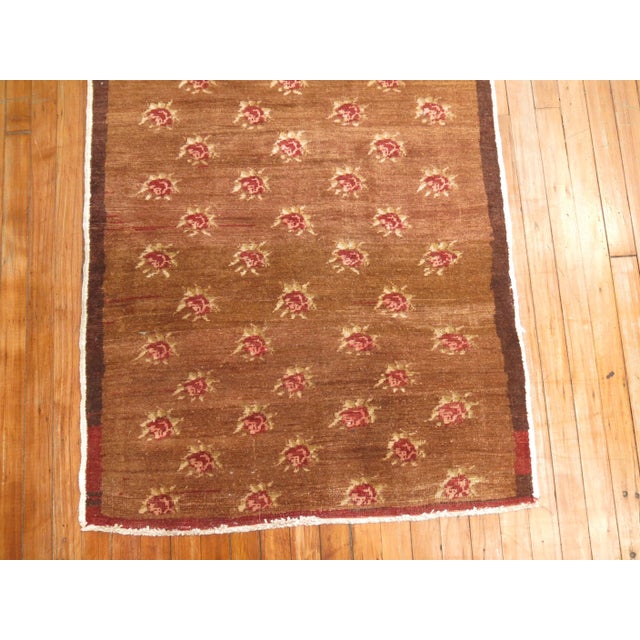 Contemporary Early 21st Century Brown Turkish Floral Runner - 2'11" x 7'8" For Sale - Image 3 of 6
