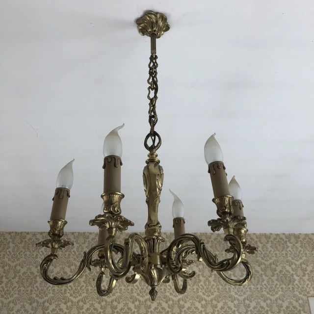 Louis XV Style Luster and Bronze Chandeliers, 1950s, Set of 3 For Sale - Image 15 of 18