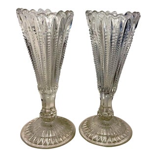 Early 20th Century Pair of Crystal Vases For Sale