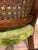 Green Vintage Green Velvet & Cane Accent Chair W/ Cushion For Sale - Image 8 of 14