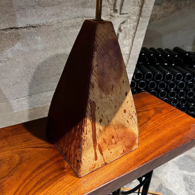 1970s Artistic Table Lamp Abstract Modern Leather Wrapped Metal For Sale In San Diego - Image 6 of 11