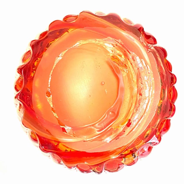1970s Red Murano Pinched Glass Vase For Sale - Image 10 of 10