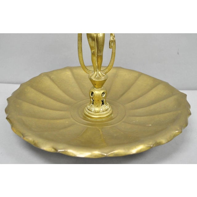 Vintage Art Nouveau Brass Figural Nude Woman Centerpiece Compote Dish Bowl For Sale In Philadelphia - Image 6 of 18