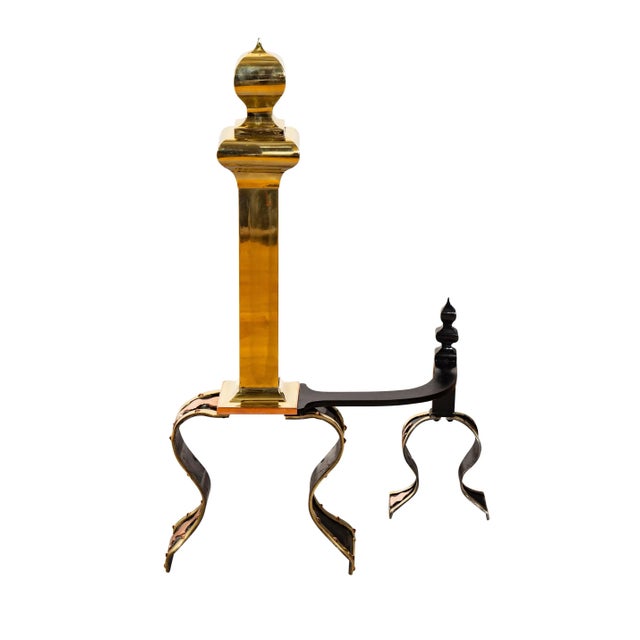 Unusual with brass post and curved legs with copper and brass detail.