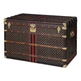 Antique 20th Century Malle Haute Trunk in Damier Canvas from Louis Vuitton, France, 1900s For Sale