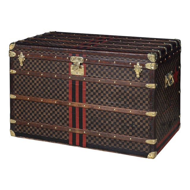 Antique 20th Century Malle Haute Trunk in Damier Canvas from Louis Vuitton, France, 1900s For Sale
