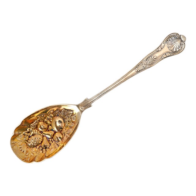 Vintage English Silver Plate Berry Serving Spoon Circa 1930s For Sale