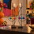Rick Martin Signed 2012 Abstract Modernist Memphis Pop Art Steel Candlesticks Pair Measurements: 19.25"T x 6.75"W x 3"D...