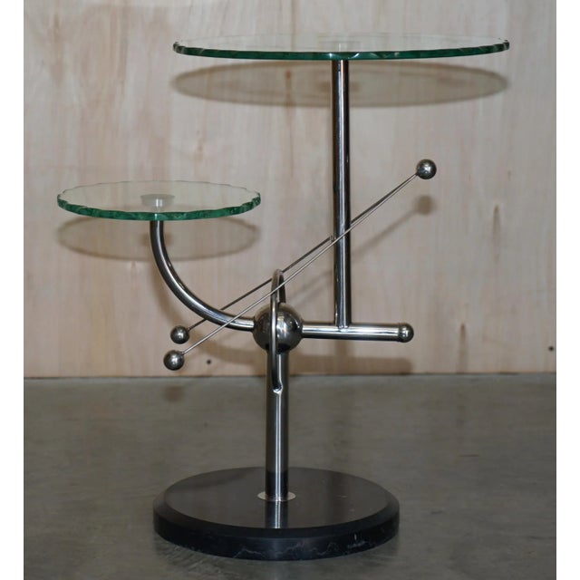 Mid-Century Modern Atomic Space Age Chrome Glass & Marble Side End Lamp Table For Sale - Image 15 of 17