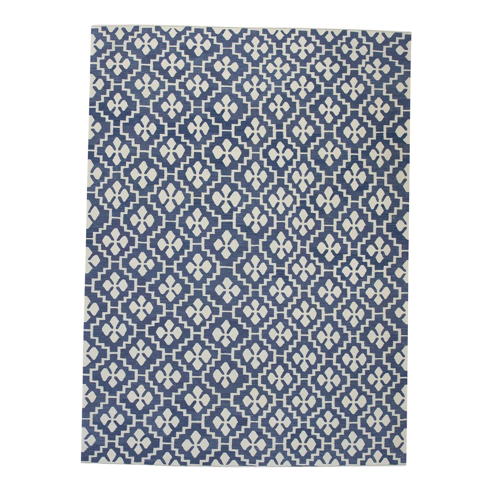 Oriental Hand Knotted 21st Century Turkish Dusky Blue Kilim Rug 8