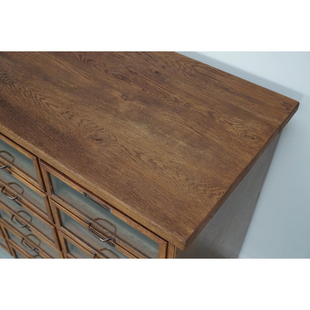 Vintage Dutch Oak Haberdashery Shop Cabinet, 1930s For Sale - Image 3 of 18