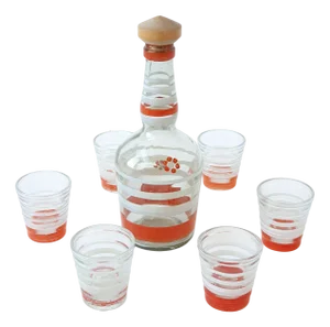 Snap Carafe and Glasses by Aino Aalto for Karhula, 1930s-1940s, Set of 7