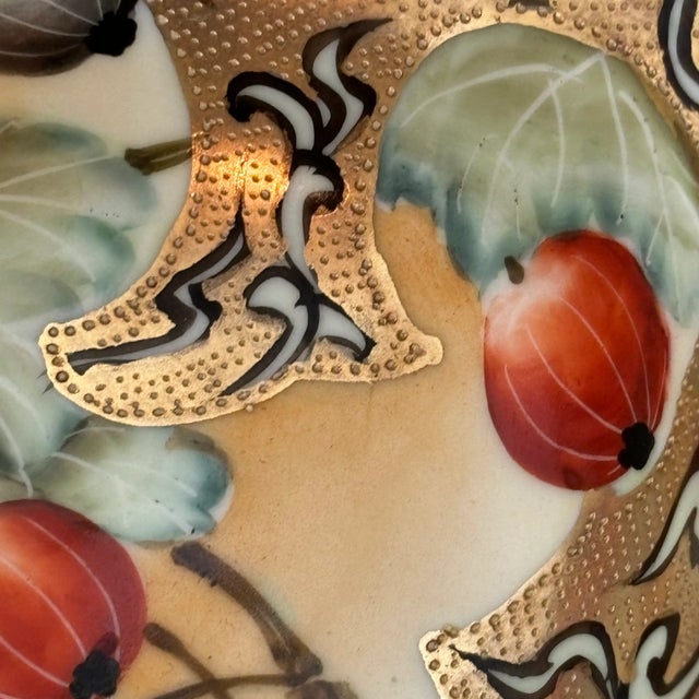 Antique Nippon Porcelain Gooseberry Footed Bowl For Sale - Image 4 of 18