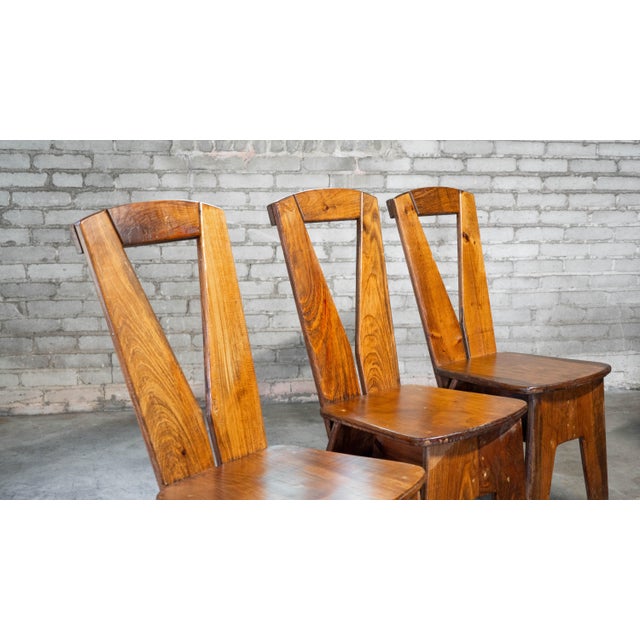 1970s 1970s French Modern Brutalist Dining Chairs After Pierre Chapo - Set of 8 For Sale - Image 5 of 18