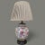Vintage Chinoiserie Chic Style Pink and White Stripe Chintz Floral Ceramic Asian Vase Table Lamp with a Sage Green Pleated...