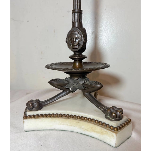 Large Pair Antique 1800's Patinated Bronze Neoclassical Candelabra Candle Holder For Sale In New York - Image 6 of 16