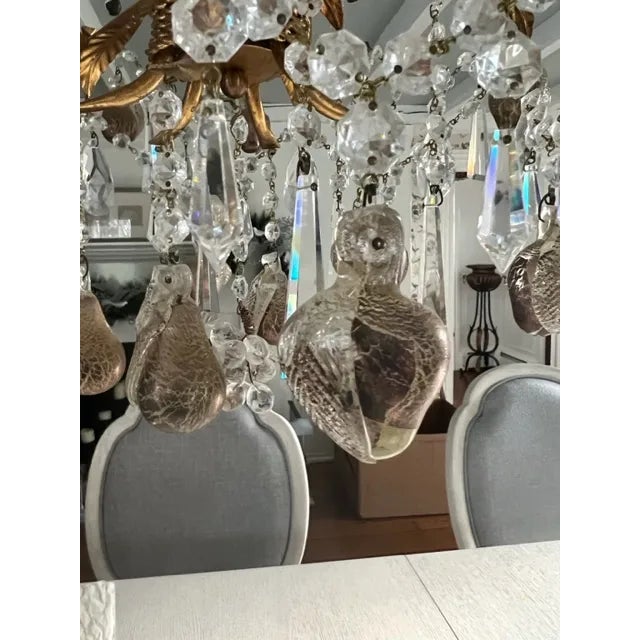 Crystal & Murano Glass Gold Leaf Chandelier For Sale - Image 10 of 13
