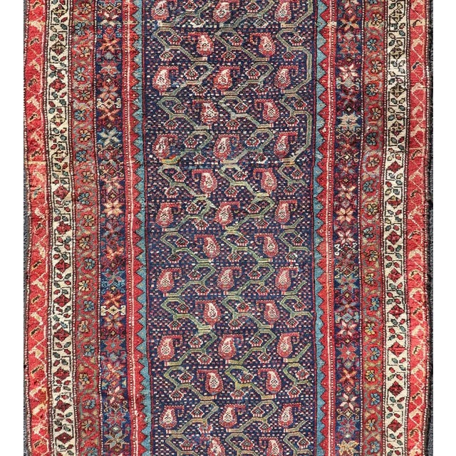 Traditional Antique Persian Malayer Runner With Sub-Geometric All-Over Design in Multicolors For Sale - Image 3 of 13