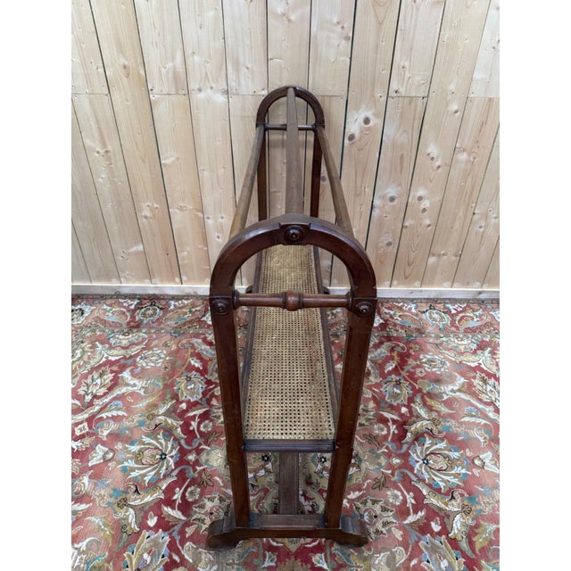 Napoleon III Valet Stand in Wood and Caning For Sale - Image 5 of 7