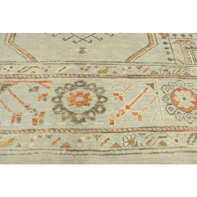 Vintage Light Blue Turkish Oushak Rug - 09'01 X 12'01 For Sale - Image 4 of 8