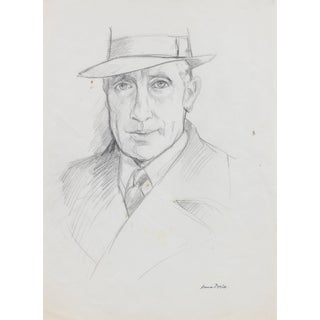 Portrait Study of Man in Hat Late 20th Century Graphite For Sale