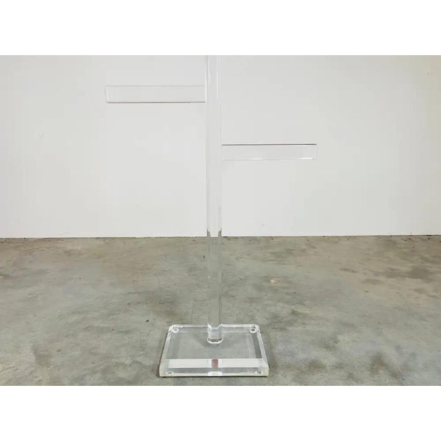 Mid-Century Modern Mid-Century Charles Hollis Jones Style Lucite Floor Standing Towel-Rack For Sale - Image 3 of 7