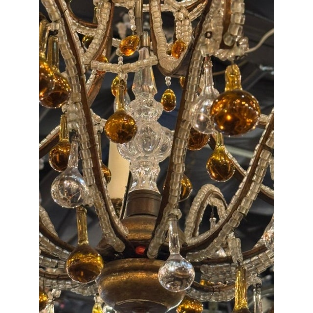 Vintage Italian Beaded and Amber Chandelier For Sale In Dallas - Image 6 of 11