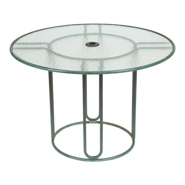 Round Bronze Patio Umbrella Dining Table By Walter Lamb For Brown Jordan Chairish