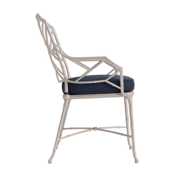 Contemporary Brown Jordan Calcutta Arm Chair, Dove frame with Fusion Neptune fabric For Sale - Image 3 of 11