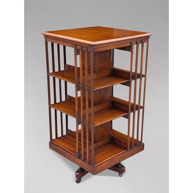 Antique Revolving Bookcase in Walnut, 1860 For Sale - Image 9 of 10