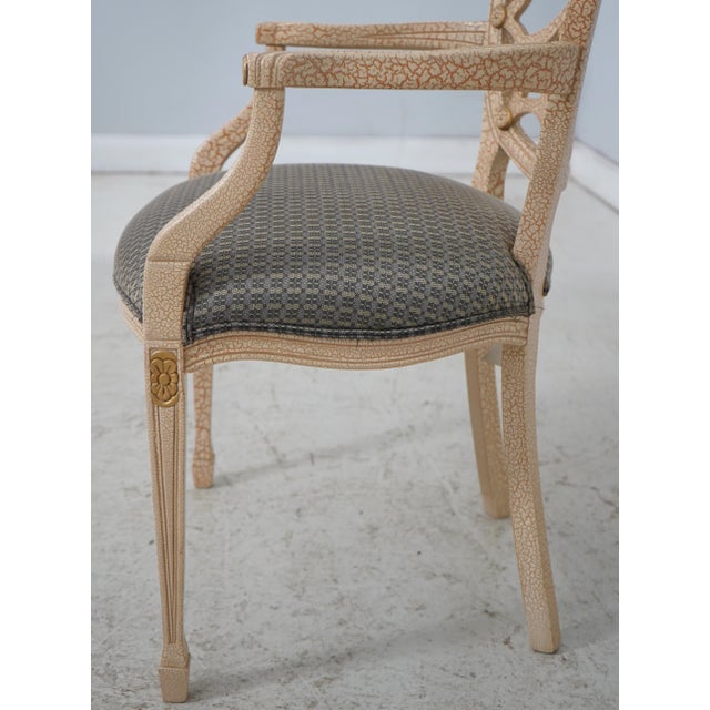 White Set of 4 Ello Web Back Crackle Finish Armchairs For Sale - Image 8 of 18