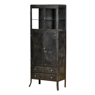 Antique Industrial Metal Display Cabinet, 1920 For Sale