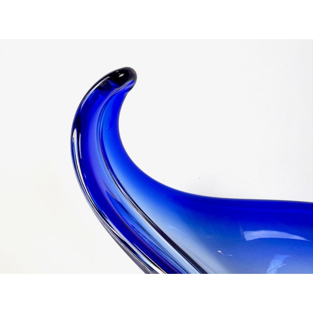 Glass Vintage Murano Blue Glass Bowl, 1960s For Sale - Image 7 of 10