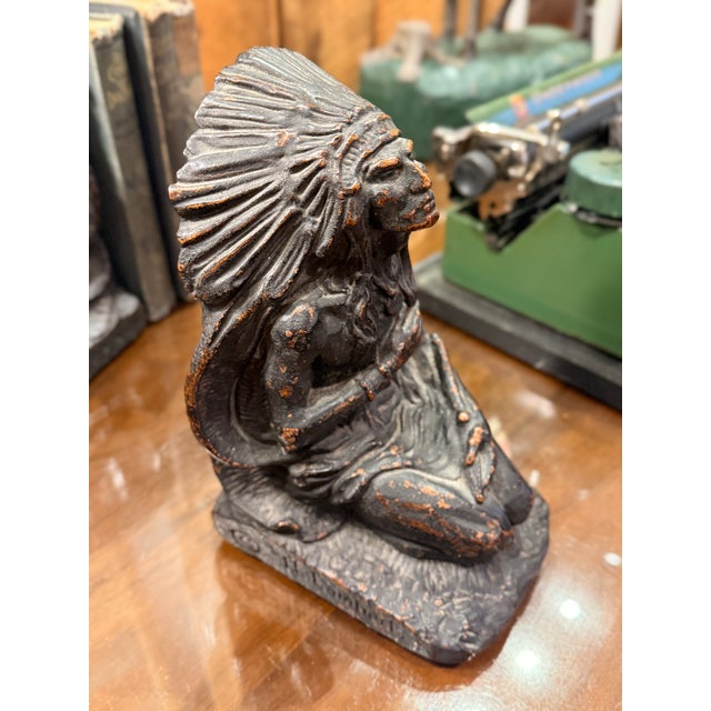 1920s j.l. Lambert Bronze Native Chief Bookends Art Deco Figural Pair For Sale - Image 10 of 14