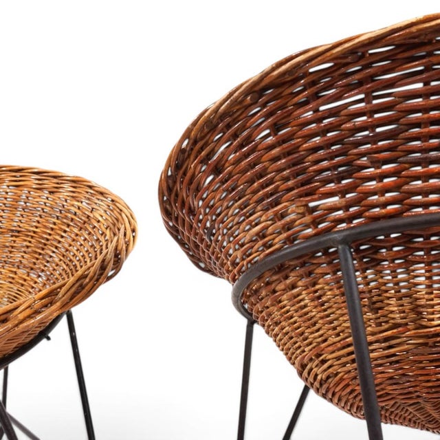 Pod Lounge Chairs in Rattan/Wicker on a Metal Frame, 1970s, Set of 2 For Sale - Image 17 of 18