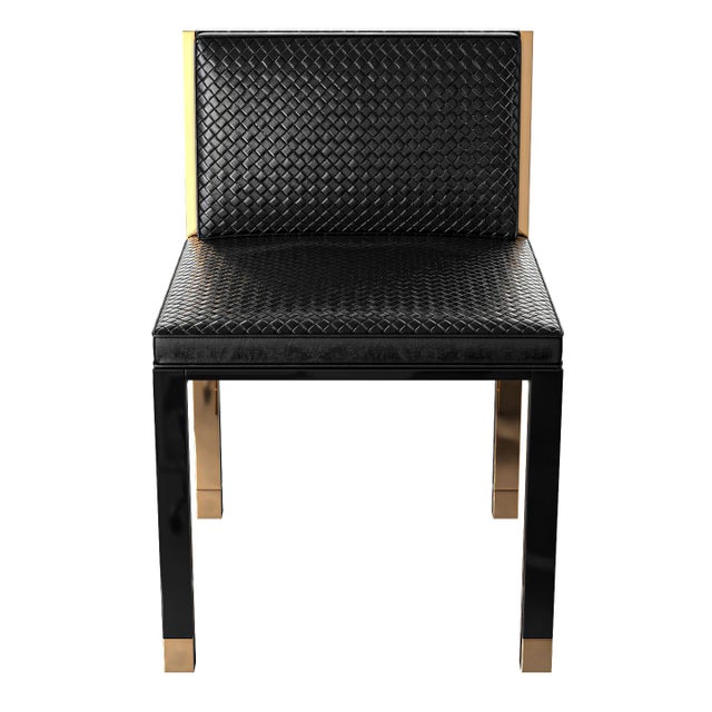 Black "Victoria" Chair With Stainless Steel, Bronze and Woven Leather For Sale - Image 8 of 13