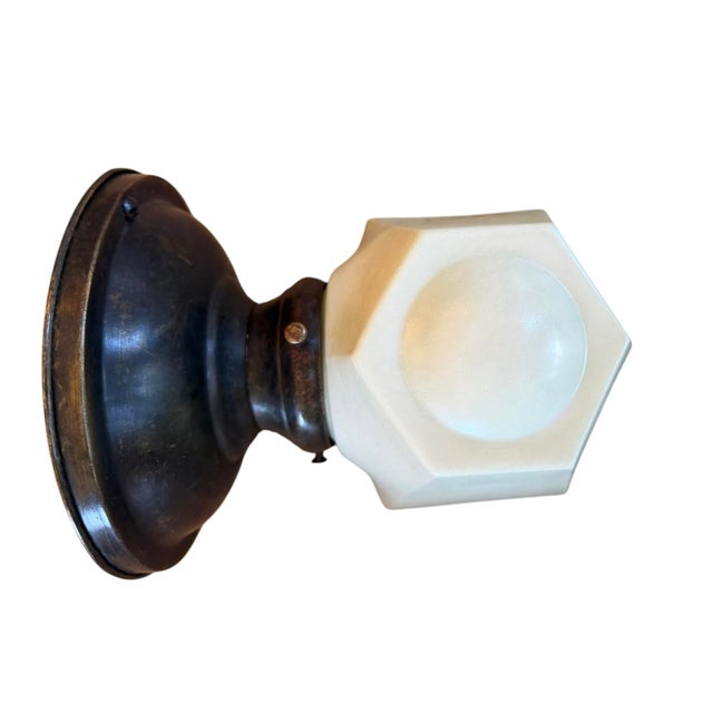 Early 20th Century Rare Mid Century Hand Painted Girl in Shower Wall Sconce For Sale - Image 4 of 8