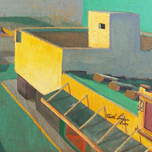 2000 - 2009 'Red Glider' by Keith Longcor, 2002; Large California Modernist Oil, Modesto Urban Landscape, Airplane For Sale - Image 5 of 10