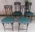 Early 20th century Art Nouveau cast iron set with a folding table and four matching chairs. Each chair has been covered...