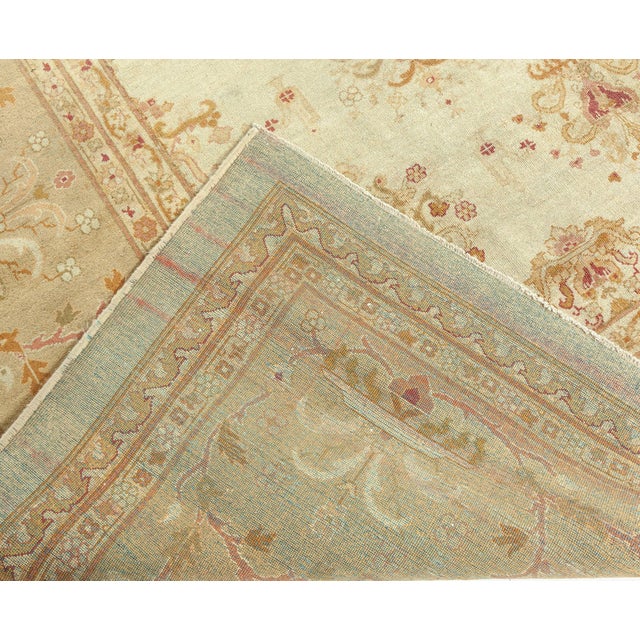 Textile Authentic Indian Amritsar Handmade Wool Carpet For Sale - Image 7 of 8