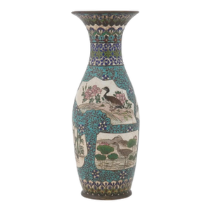Late 19th Century Japanese Cloisonne Vase With Cranes, Ducks and Blossoms, Meiji Era