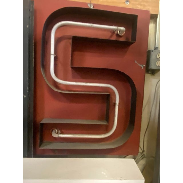 Large Vintage Neon Marquee Letter "S" From Pan-Pacific Auditorium For Sale - Image 4 of 6