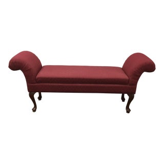 Vintage Queen Anne Upholstered Bench For Sale