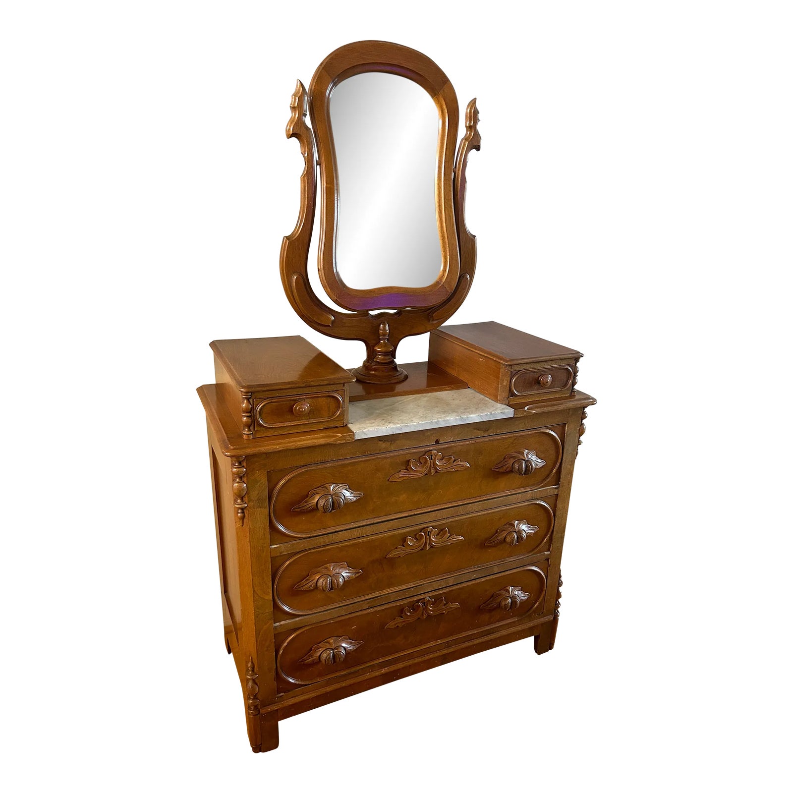 Late 19th Century Antique Victorian Walnut Wishbone Dresser With Mirror ...