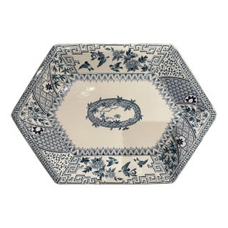 Late 19th Century “Simosa” Blue and White Transferware Platter by Powell, Bishop and Stonier England For Sale