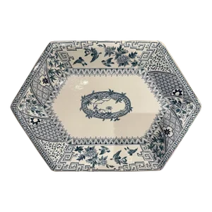 Late 19th Century “Simosa” Blue and White Transferware Platter by Powell, Bishop and Stonier England