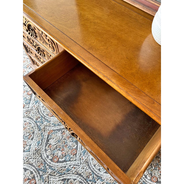 1980s Vintage Carved Wood 8-Drawer Dresser | Sideboard | Credenza | Chest | Boho, European, Cottagecore Furniture For Sale - Image 5 of 10