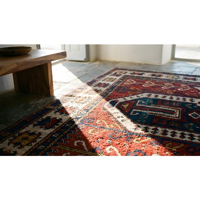 Extraordinarily Antique Tribal Red Geometric Caucasian Sewan Kazak Rug For Sale - Image 10 of 12