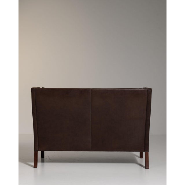 1970-1979 Denmark Deep Espresso Brown Two-Seat Leather Sofa For Sale - Image 10 of 11